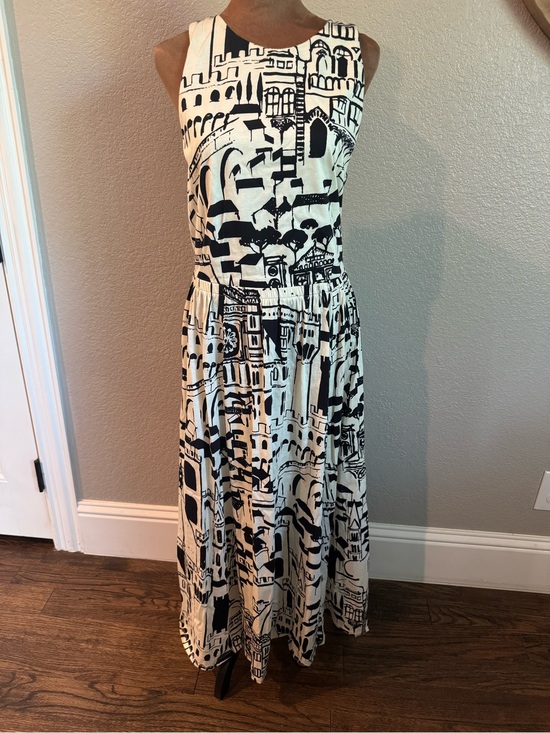 MaxMara Dresses & Skirts - Weekend Max Mara PAPIRO XL Black Ivory Architectural Print Cotton Dress Italy